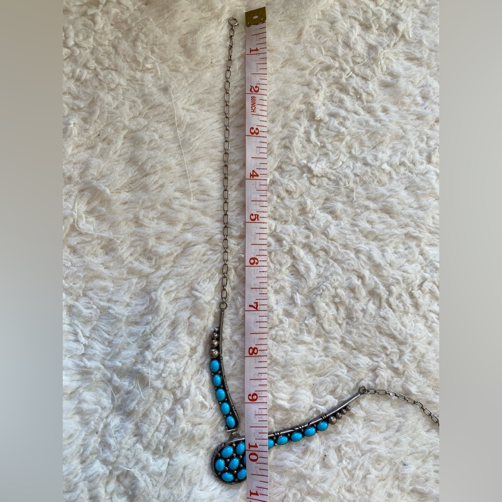 Vintage Turquoise Sterling Silver Patrick Yazzie Western Boho Necklace - Picture 7 of 7